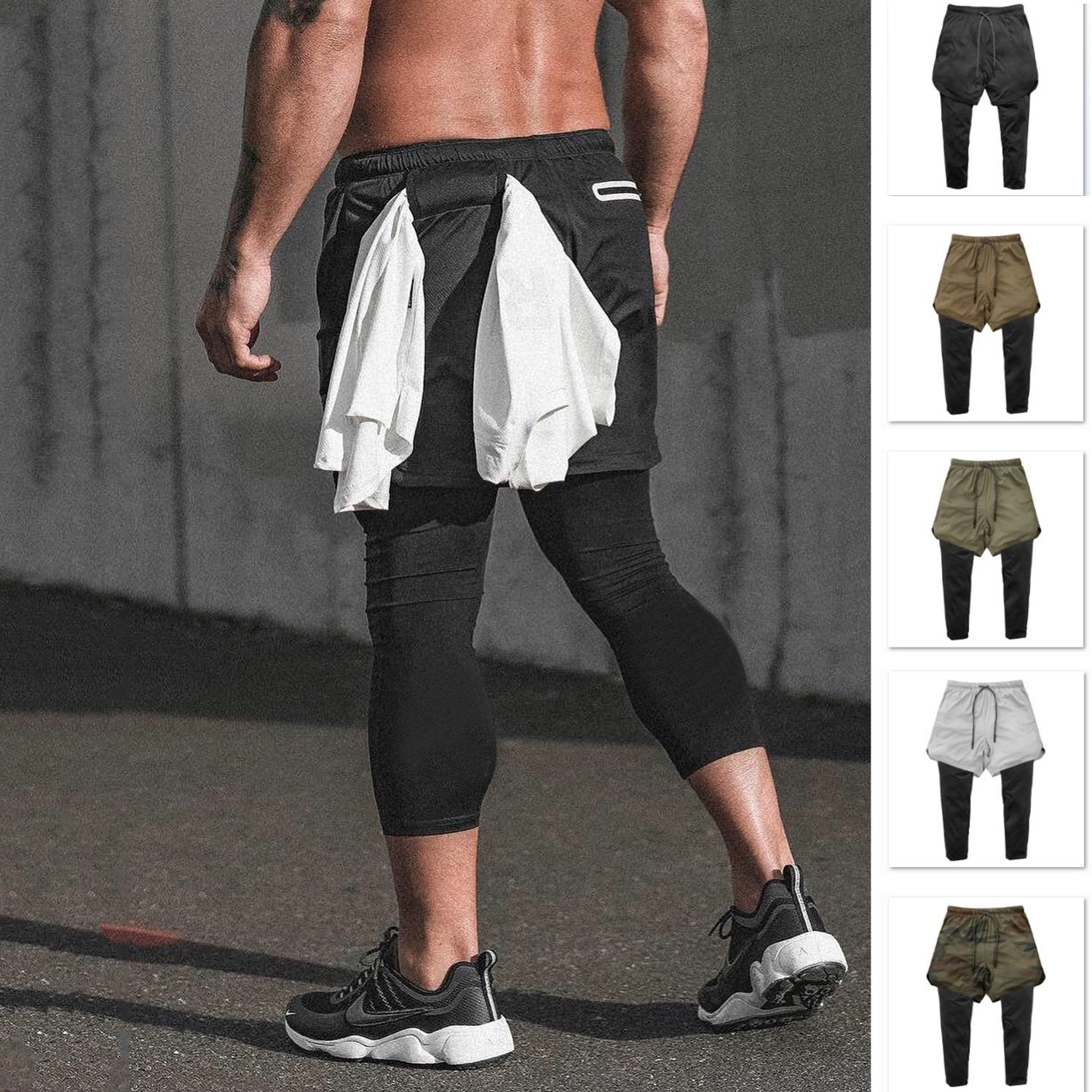 Men's 2-in-1 Quick Dry Running Gym Sports Shorts